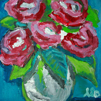 Malerei mit dem Titel "Flowers 1" von Eddy Legrand, Original-Kunstwerk, Acryl