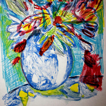 Printmaking titled "Fleurs" by Eddy Legrand, Original Artwork, Monotype