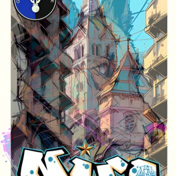 Digital Arts titled "Un gendarme a Marse…" by Edenseven Graffiti Street Art, Original Artwork, Digital Painting