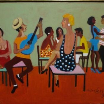 Painting titled "mulheres da Rua Tim…" by Edésio Esteves, Original Artwork