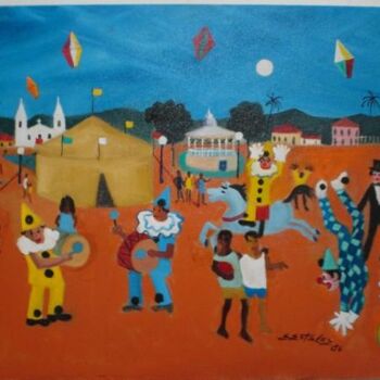 Painting titled "o circo chegou" by Edésio Esteves, Original Artwork