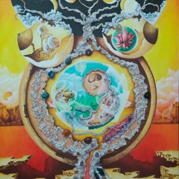 Painting titled "Tree of Life (Mothe…" by Edgar Guillermo Soteras Figueroa, Original Artwork, Acrylic Mounted on Wood Stretc…