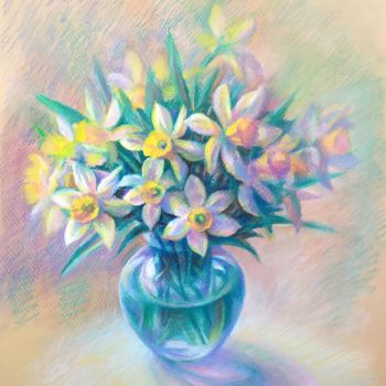 Malerei mit dem Titel "Narcissu" von Edgar Nazaryan, Original-Kunstwerk, Pastell