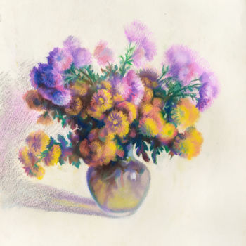 Pittura intitolato "Winter flowers" da Edgar Nazaryan, Opera d'arte originale, Pastello