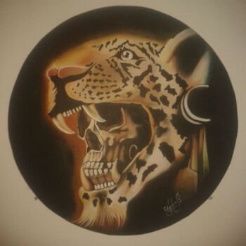 Malarstwo zatytułowany „Jaguar azteca” autorstwa Edgar Pacheco, Oryginalna praca, Pastel