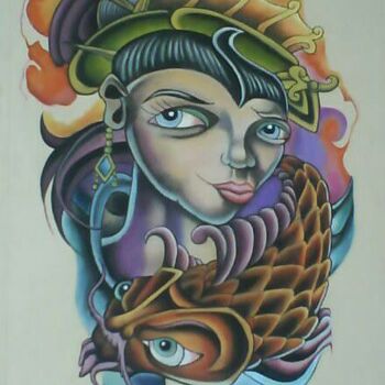 Dessin intitulée "Cultura oriental" par Edgar Pacheco, Œuvre d'art originale, Pastel