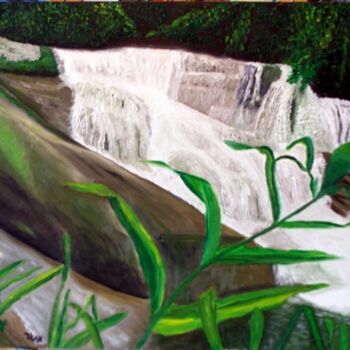 Painting titled "Waterfalls of Pedra…" by Edgard Loepert, Original Artwork, Oil