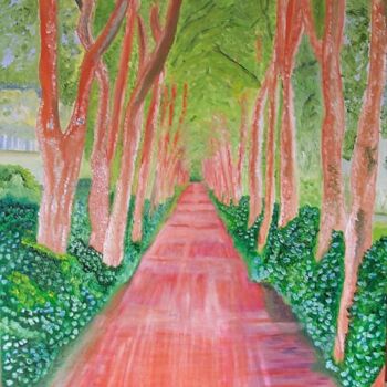 Pintura intitulada "Red Road" por Edgard Loepert, Obras de arte originais, Óleo