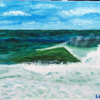 Painting titled "WAVE 2" by Edgard Loepert, Original Artwork, Oil