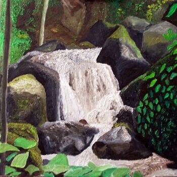 Painting titled "WATERFALL 2" by Edgard Loepert, Original Artwork, Oil