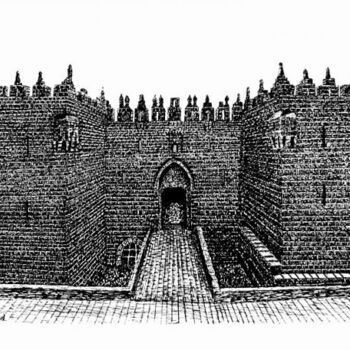 Drawing titled "DAMASCUS GATE (JERU…" by Edgard Loepert, Original Artwork, Architecture