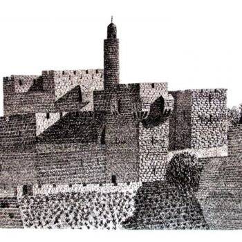 Rysunek zatytułowany „TOWER OF DAVID” autorstwa Edgard Loepert, Oryginalna praca, Inny