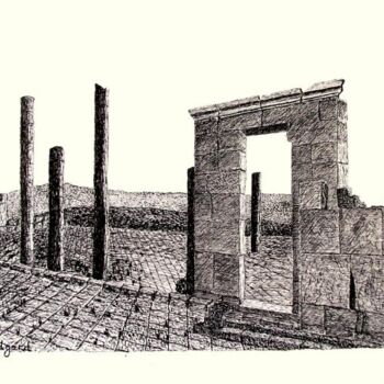 Desenho intitulada "RUINS OF A CHURCH I…" por Edgard Loepert, Obras de arte originais, Outro