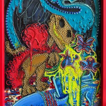 Картина под названием "La Faune" - Edie Tempier, Подлинное произведение искусства, Акрил Установлен на Деревянная рама для н…