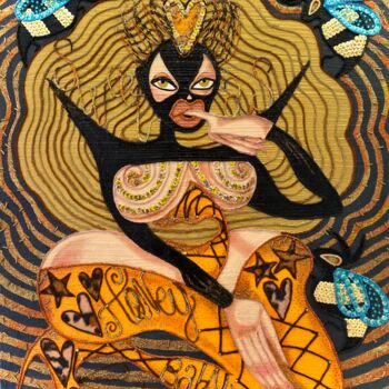 Collages titulada "Sweet As Honey Baby" por Edie Tempier, Obra de arte original, Hilo