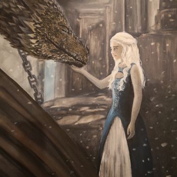 Peinture intitulée "Mother of dragons" par Daina, Œuvre d'art originale, Tempera Monté sur Châssis en bois