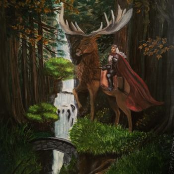 Peinture intitulée "Elven warrior" par Daina, Œuvre d'art originale, Acrylique Monté sur Châssis en bois