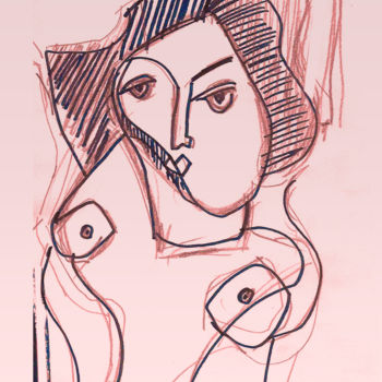 Drawing titled "Nude Rose" by Edward M Ribak, Original Artwork, Digital Photography