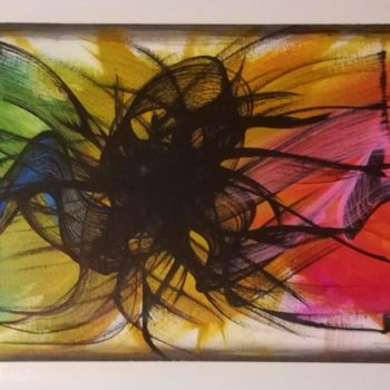 Peinture intitulée "The rainbow kraken" par Trä  Abstract Painting, Œuvre d'art originale, Acrylique