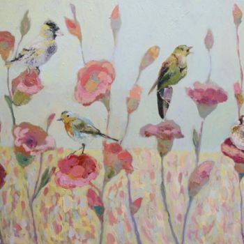 Painting titled "Birds" by Edita Januskeviciene, Original Artwork