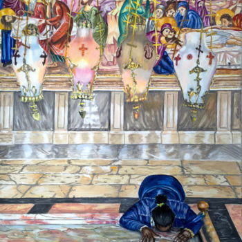 Peinture intitulée "le-saint-sepuclre.j…" par Edith Baldinger, Œuvre d'art originale, Huile