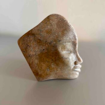 Sculpture titled "Visage de femme" by Edith Bk, Original Artwork, Stone