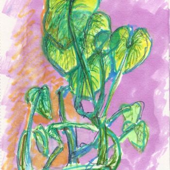 Dibujo titulada "Philodendron 1" por Edith Bos Boyer (EDITH DONC), Obra de arte original, Rotulador