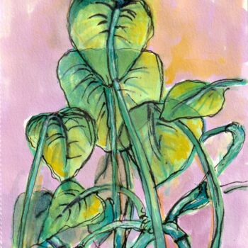 Dessin intitulée "Philodendron 2" par Edith Bos Boyer (EDITH DONC), Œuvre d'art originale, Marqueur