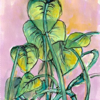 Drawing titled "Philodendron 2" by Edith Bos Boyer (EDITH DONC), Original Artwork, Marker