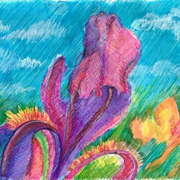 Desenho intitulada "Un air de printemps" por Edith Bos Boyer (EDITH DONC), Obras de arte originais, Canetac de aerossol