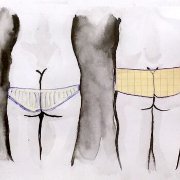 Collages titled "Beau caleçon" by Edith Bos Boyer (EDITH DONC), Original Artwork, Ink