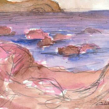 Pintura intitulada "Bau rouge" por Edith Bos Boyer (EDITH DONC), Obras de arte originais, Aquarela