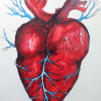 Painting titled "Coeur grossier" by Edith Bos Boyer (EDITH DONC), Original Artwork, Acrylic