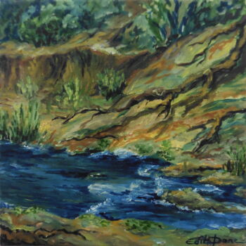 Painting titled "Au bord de l'eau" by Edith Bos Boyer (EDITH DONC), Original Artwork, Oil