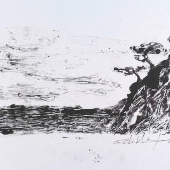 Gravures & estampes intitulée "Bord de mer 2" par Edith Bos Boyer (EDITH DONC), Œuvre d'art originale, Monotype