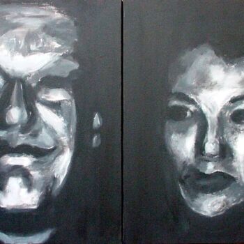 Ζωγραφική με τίτλο "Le duo de choc" από Edith Bos Boyer (EDITH DONC), Αυθεντικά έργα τέχνης, Ακρυλικό Τοποθετήθηκε στο Ξύλιν…