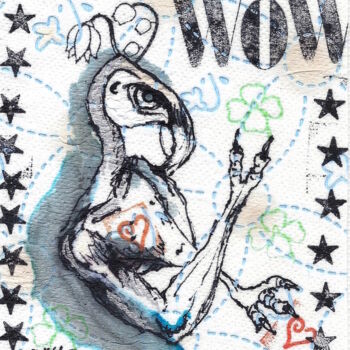 Drawing titled "WOW" by Edith Bos Boyer (EDITH DONC), Original Artwork, Ink