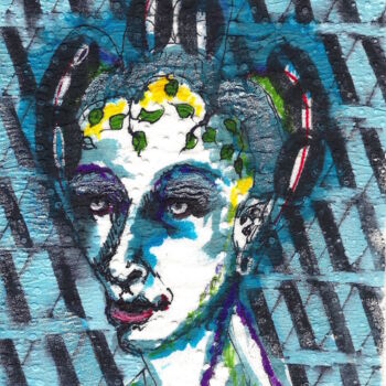 Dessin intitulée "Lady bite" par Edith Donc, Œuvre d'art originale, Encre