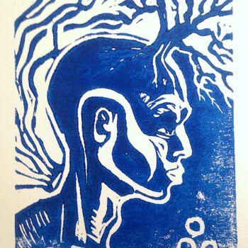 "Shaman" başlıklı Baskıresim Edith Donc tarafından, Orijinal sanat, Linocut