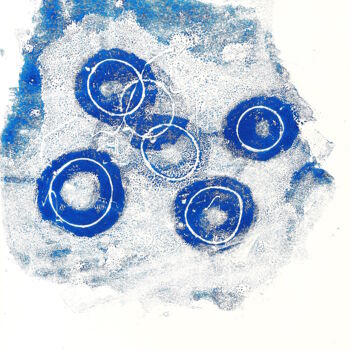 Prenten & gravures getiteld "Cellules" door Edith Donc, Origineel Kunstwerk, Linosnede