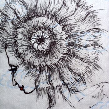 Drawing titled "Oursin" by Edith Donc, Original Artwork, Marker