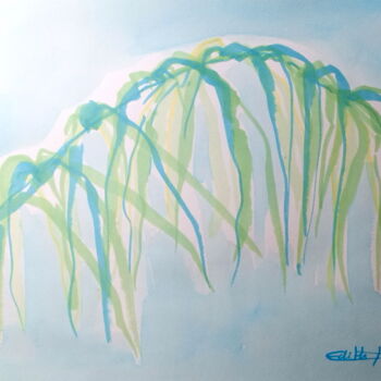 Desenho intitulada "Feuille de palmier" por Edith Donc, Obras de arte originais, Tinta