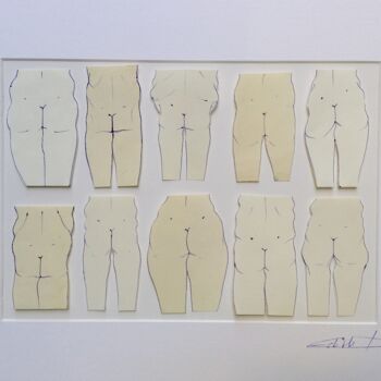 Dessin intitulée "Tout nu et pas bron…" par Edith Donc, Œuvre d'art originale, Stylo à bille