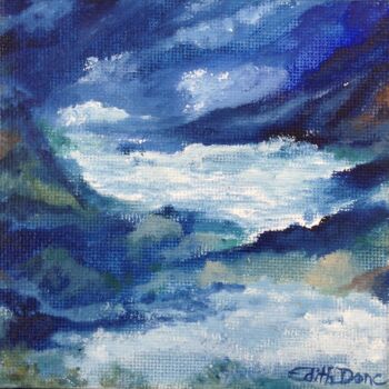 Painting titled "Paysage imaginaire 3" by Edith Donc, Original Artwork, Oil