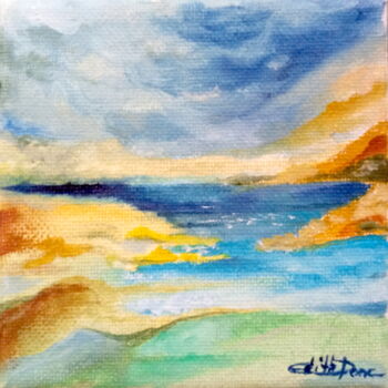Painting titled "Paysage imaginaire 4" by Edith Donc, Original Artwork, Oil