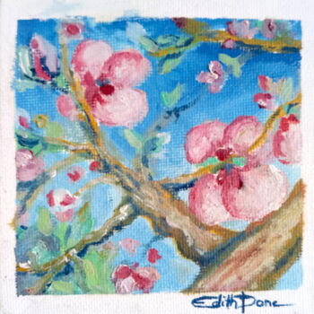 Peinture intitulée "Cerisier" par Edith Donc, Œuvre d'art originale, Huile