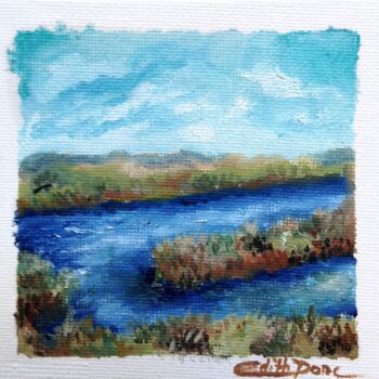 Painting titled "Les salins" by Edith Donc, Original Artwork, Oil