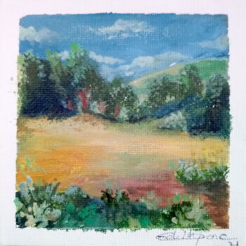 Painting titled "Paysage imaginaire 6" by Edith Donc, Original Artwork, Oil