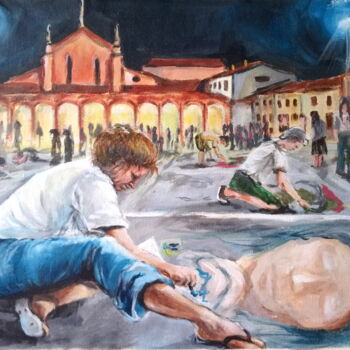 Painting titled "Fiera delle grazie…" by Edith Donc, Original Artwork, Acrylic
