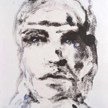 Printmaking titled "Une femme apparait" by Edith Donc, Original Artwork, Monotype